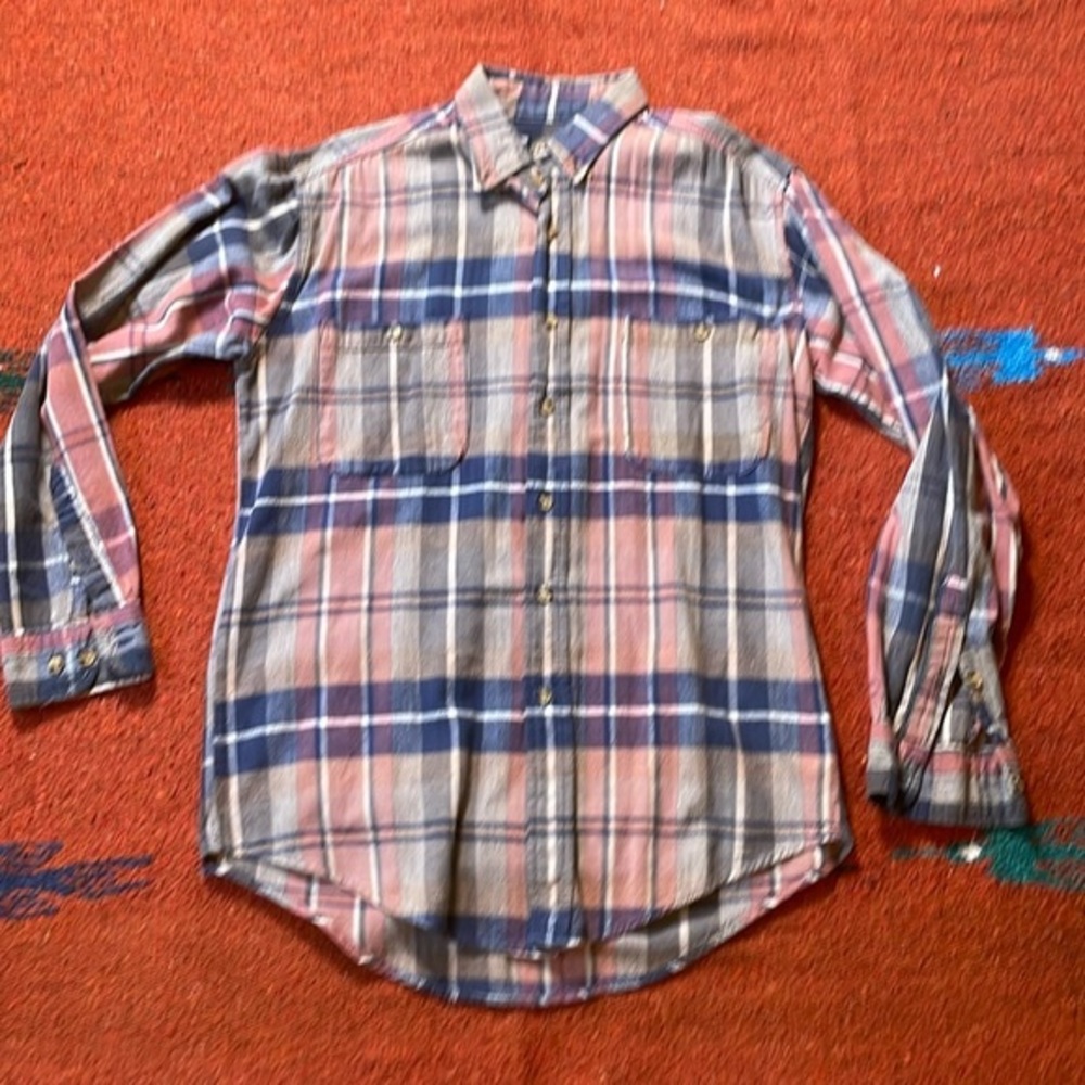 Mountain Crest Flannel Striped Neutral Earth Tone Mens Size M Longsleeve Outdoor
